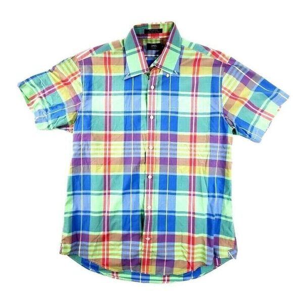 Lincs Button Front Shirt Men's Colorful Plaid Shor - Picture 1 of 6